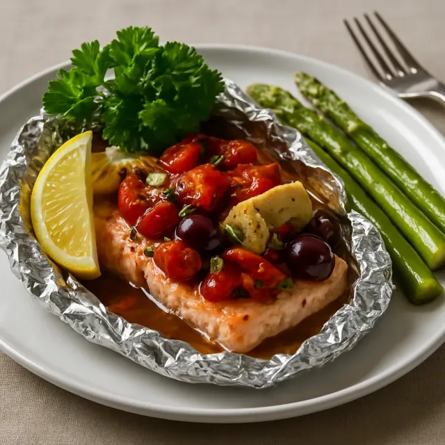 Mediterranean Salmon Baked in Foil