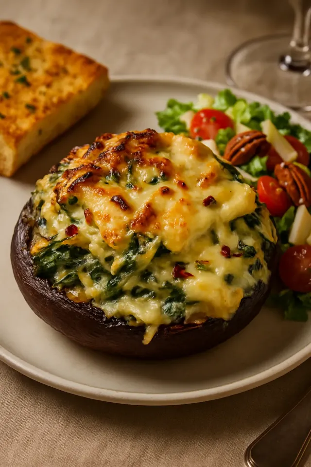 Tavuk, Enginar ve Ispanaklı Portobello Dolgular