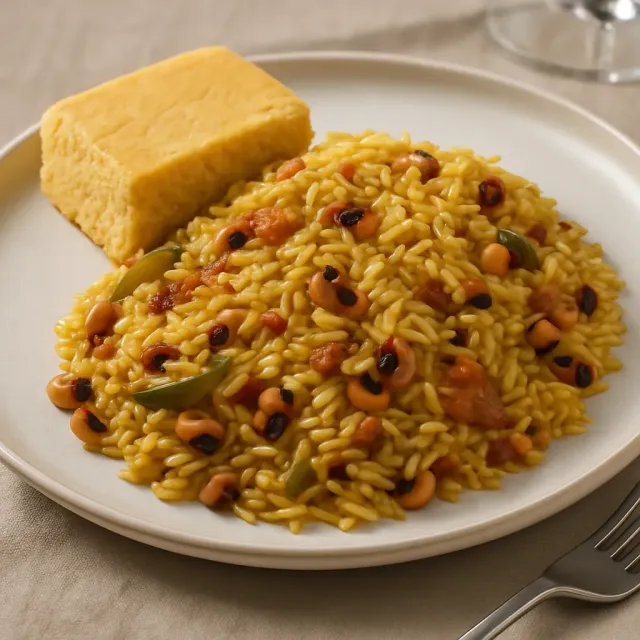 Pois au beurre et riz créole