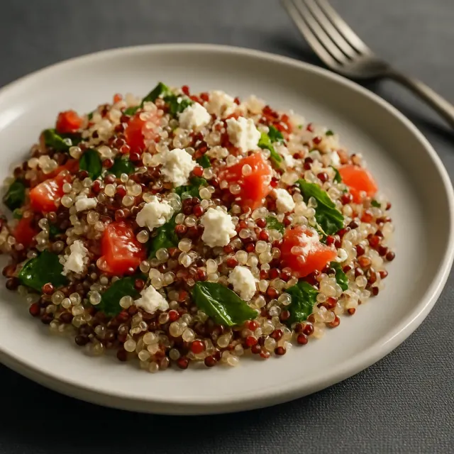 Spinach, Tomato, and Feta Quinoa Salad
