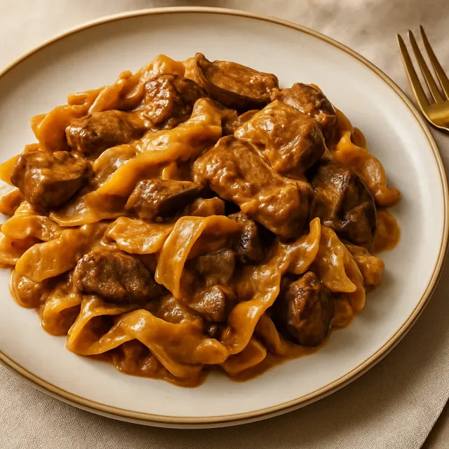 Slow Cooker Rinderhack-Stroganoff