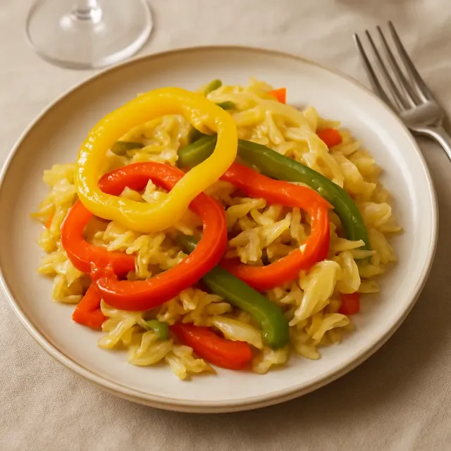 Pilaf de tres pimientos