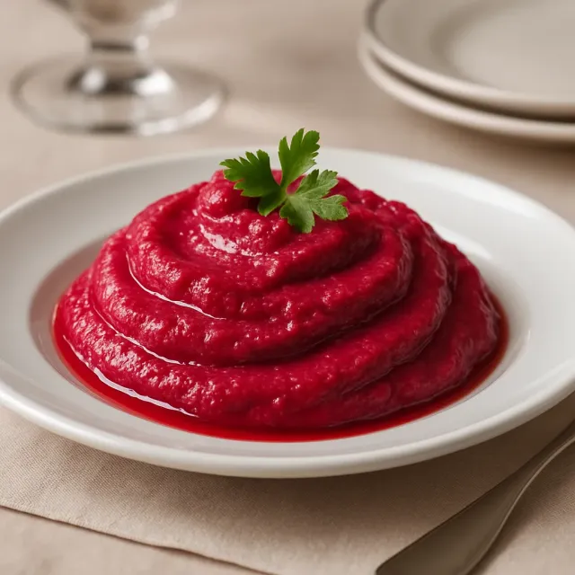 Gebackene Rote Bete- und Knoblauch-Hummus