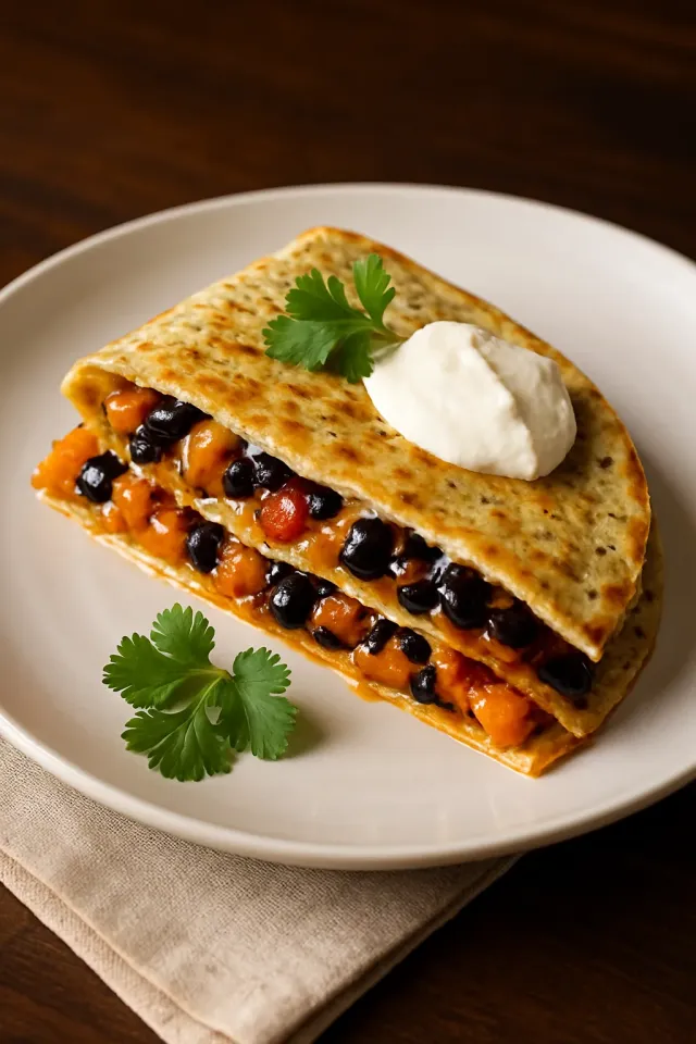 Quesadillas di patate dolci e fagioli neri