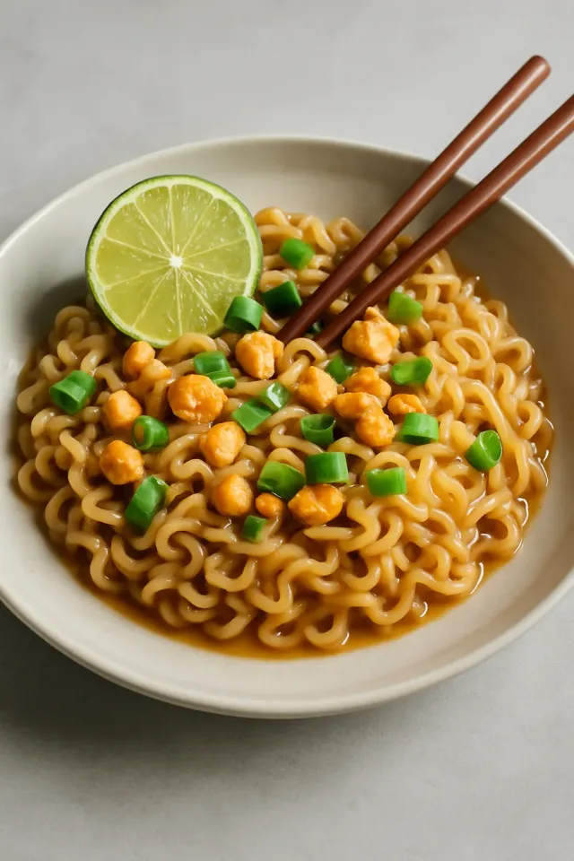 บะหมี่กึ่งสำเร็จรูปเนยถั่วสไตล์ไทย