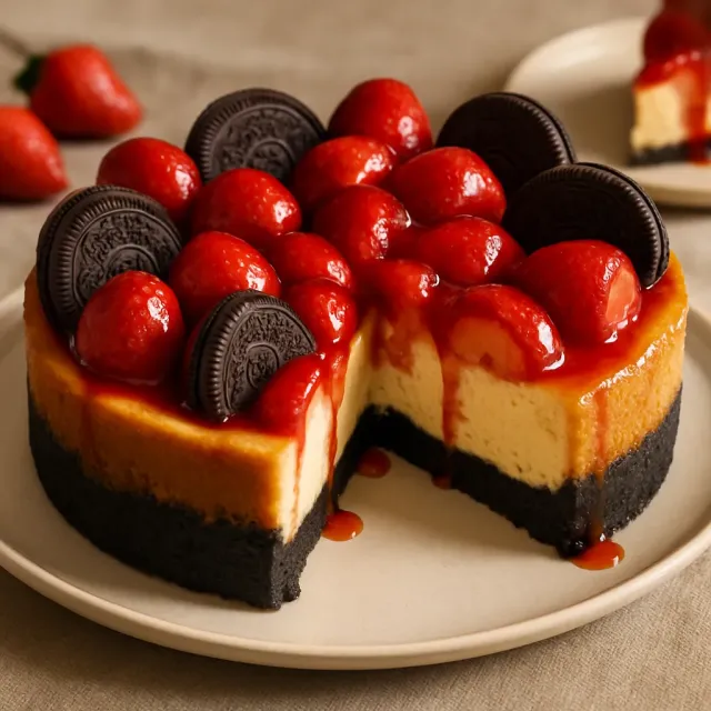 Cheesecake de Oreo com Morango