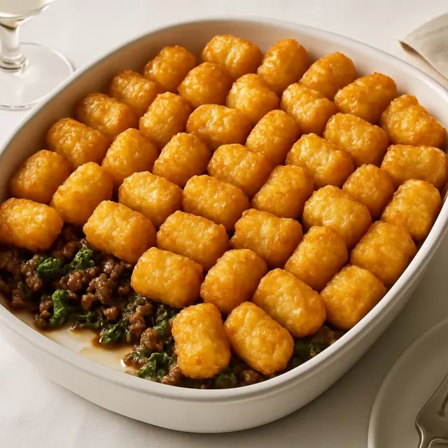 Casserole Tater Tot dengan Buncis
