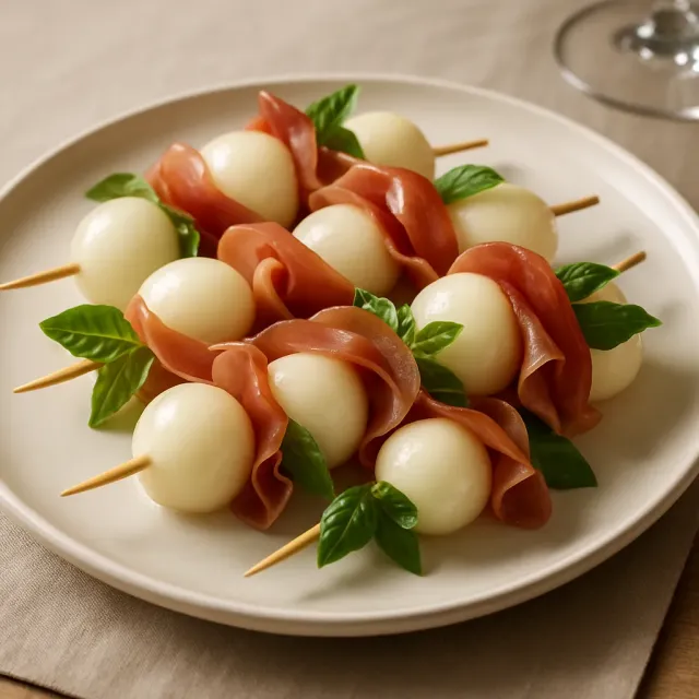 Palline di melone avvolte nel prosciutto