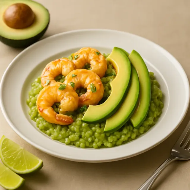 Cumin Lime Shrimp over Creamy Cauliflower Risotto
