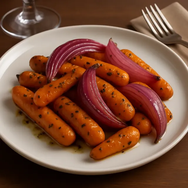 Ofengeröstete Karotten und Zwiebeln