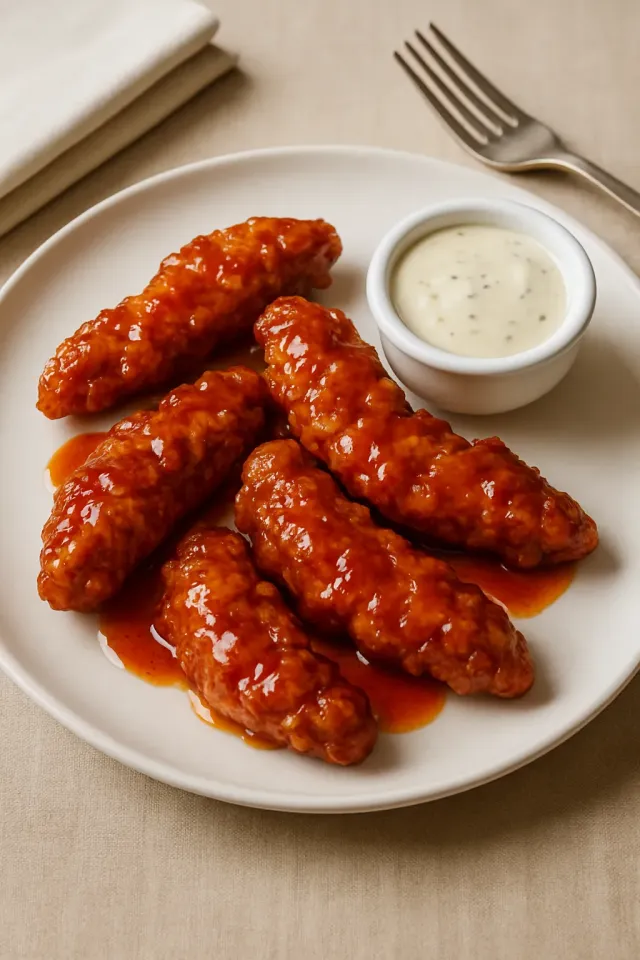 Crujientes de Pollo Caseros con Salsa de Miel y Chipotle para Mojar