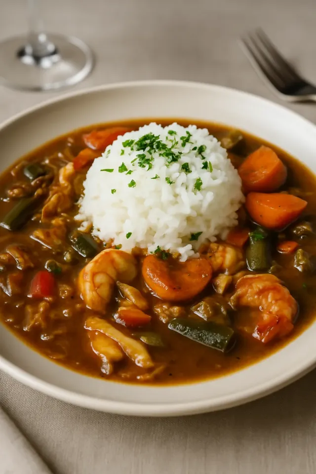 Gombo aux crevettes et gombos