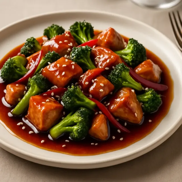 Poulet au sésame avec brocoli