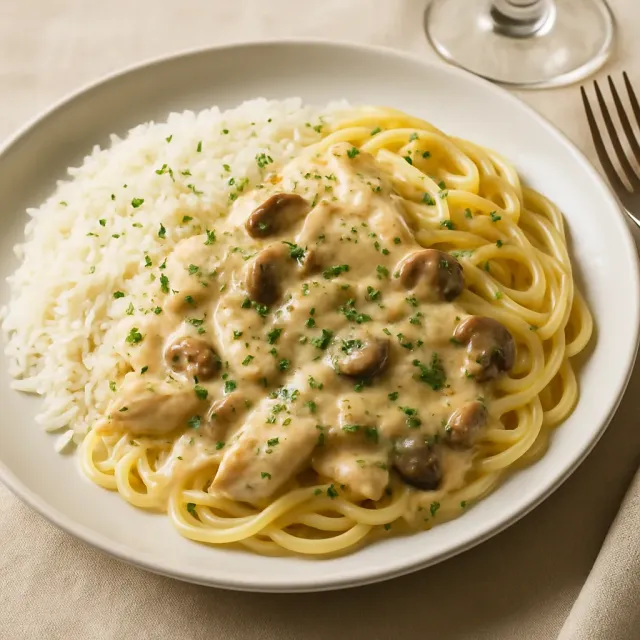 Linguine de Pollo y Champiñones