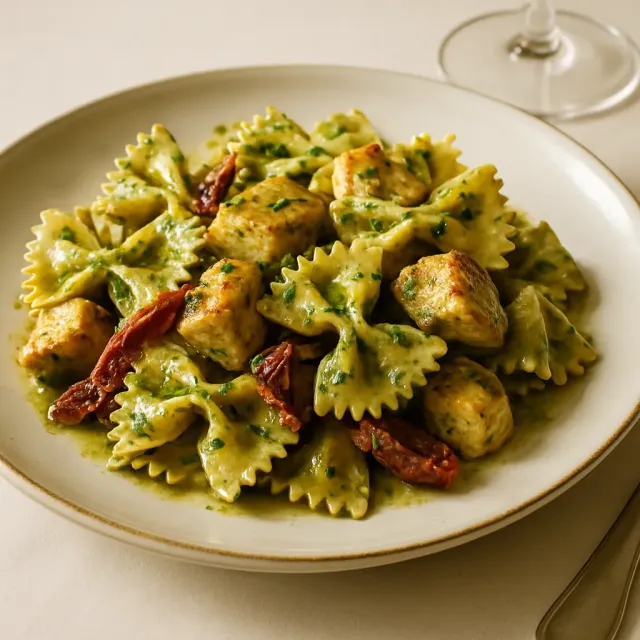 Pesto Soslu Tavuklu Makarna