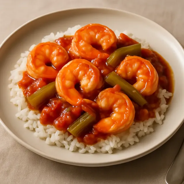 Gombo épicé aux crevettes