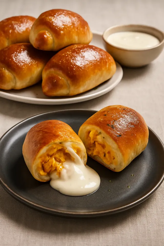 Rolinhos de Pizza de Frango com Molho Picante