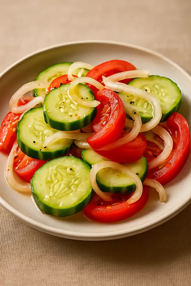 Salade de concombre et tomate marinée de maman