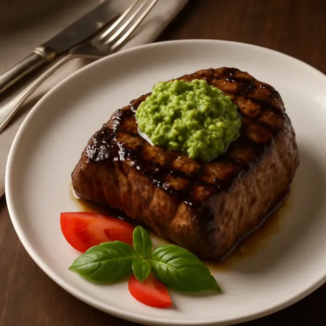 Thịt thăn phẳng sốt pesto chanh
