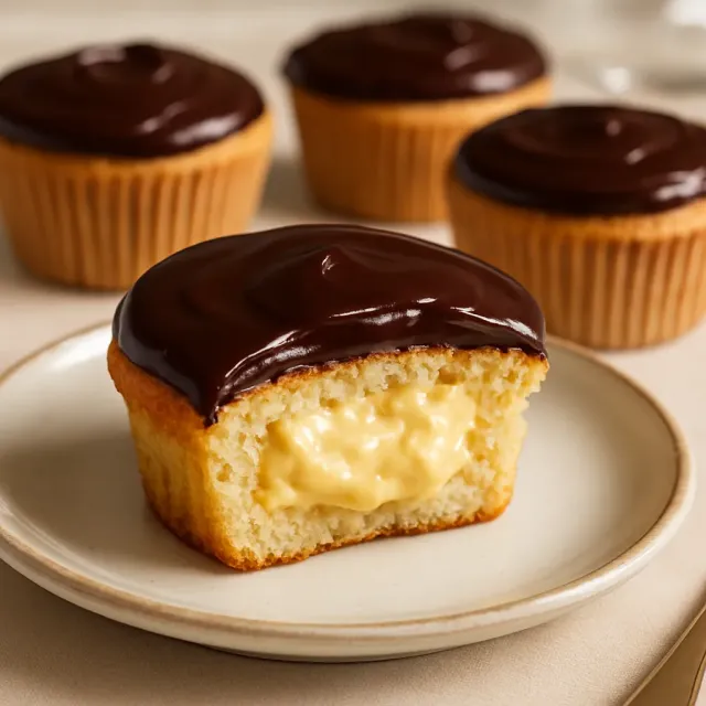 Cupcakes de Torta de Creme de Boston