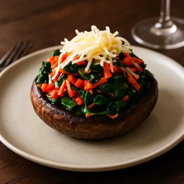 Ispanaklı Portobello Mantarlar ve Avokado