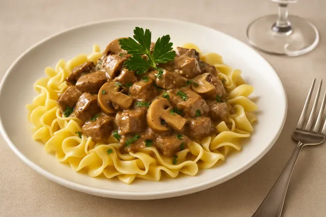 Classic Beef Stroganoff in a Slow Cooker