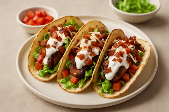 Tacos de Pollo, Tocino y Ranch