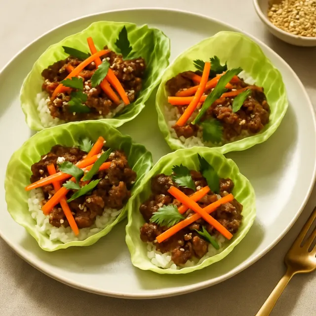 Wraps de chou farcis au bœuf haché, style asiatique
