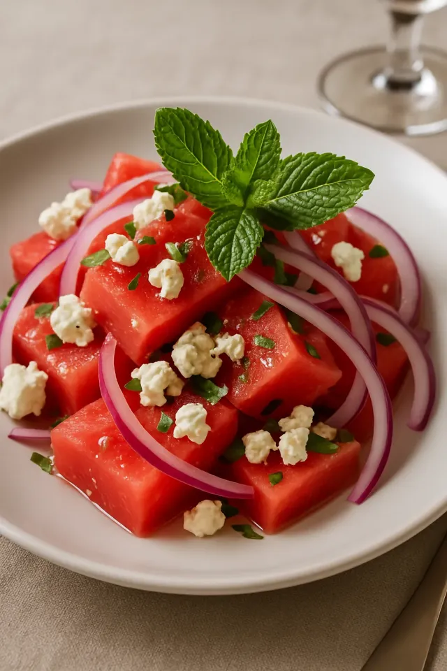 Salada de Melancia e Queijo Gorgonzola