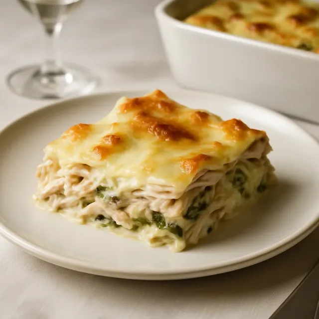 Lasaña Alfredo de Pollo y Espinacas