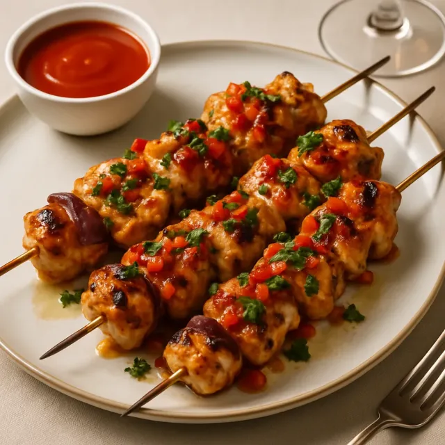 Brochetas de pollo Scarpariello