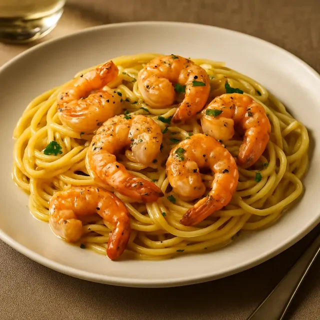 Scampi aux crevettes crémeux avec demi-crème