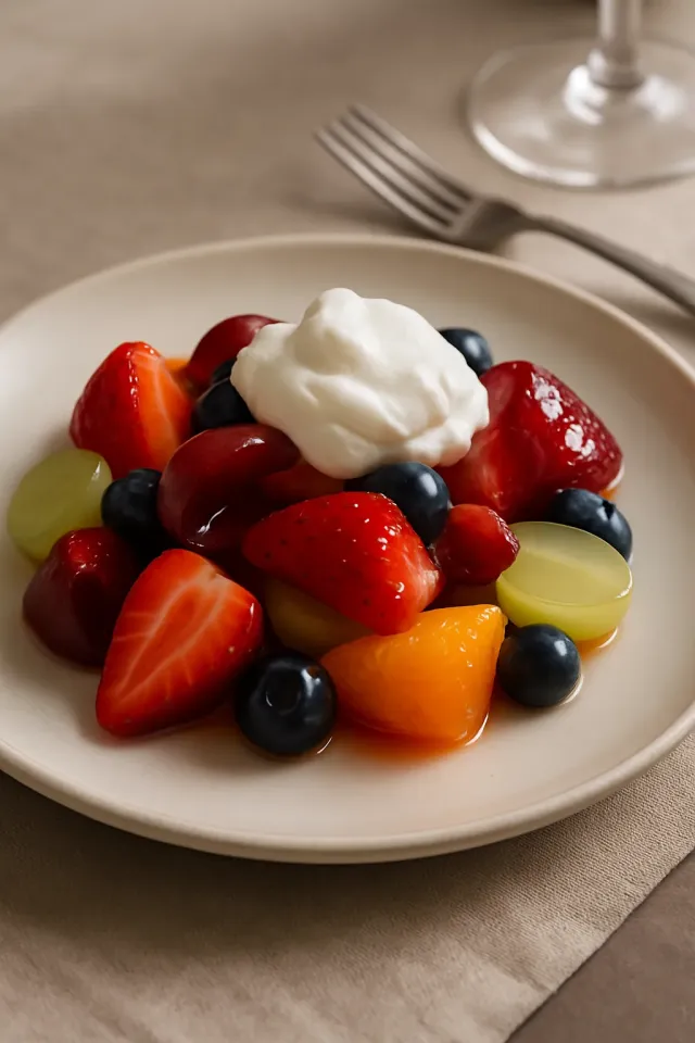 Salada de Frutas de Verão com Creme Chantilly