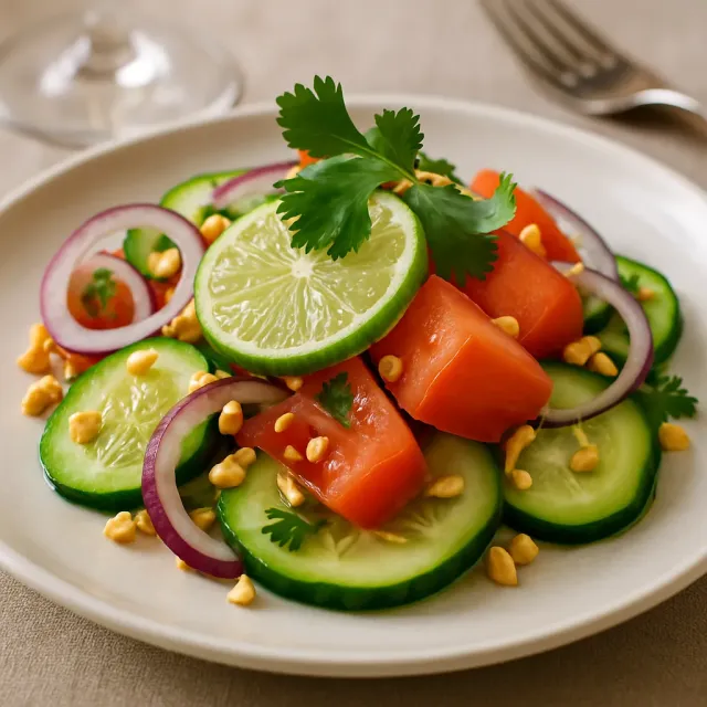 Gurken-Tomaten-Salat mit süß-saurer Limetten-Vinaigrette