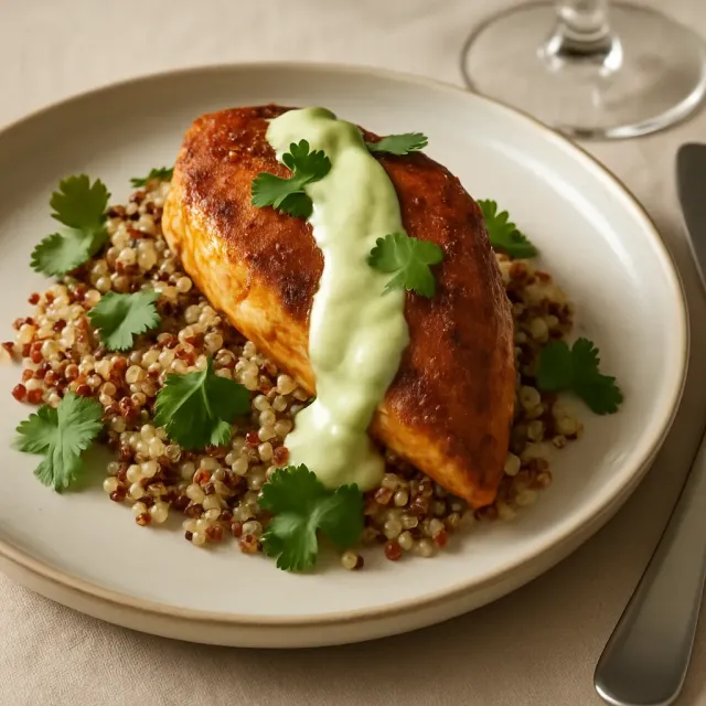 Pollo Negro con Salsa de Crema de Aguacate