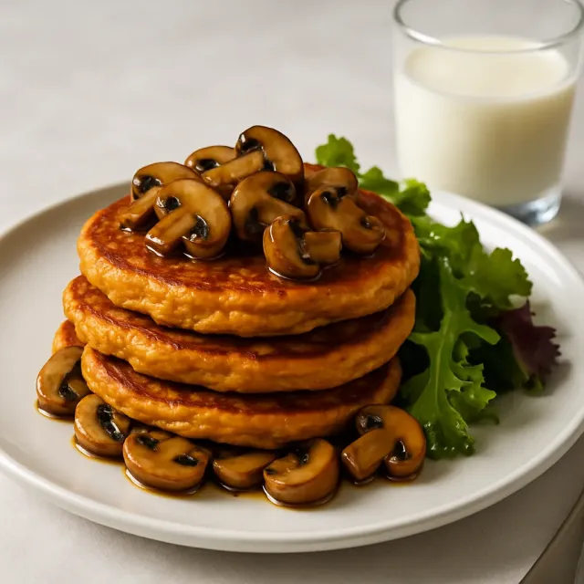 Tortitas de Camote con Champiñones al Miel y Balsámico