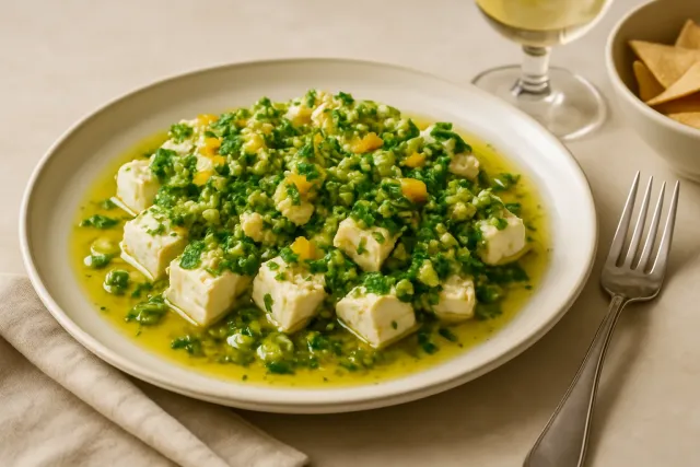 Formaggio marinato ai cetriolini