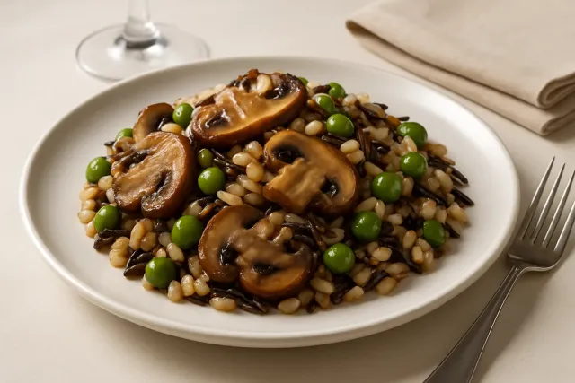 Pilaf de Arroz Salvaje y Cebada en Olla Rápida