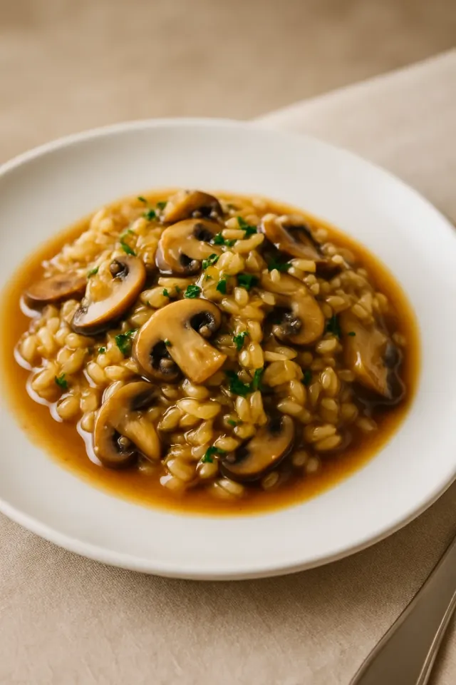 Risotto de Arroz Integral y Champiñones en Olla Instantánea
