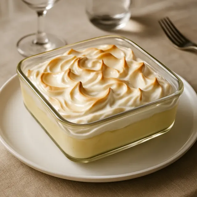 Bánh Pudding Gạo Nướng Kiểu Bà với Lớp Bánh Kếp Lòng Trắng Trứng