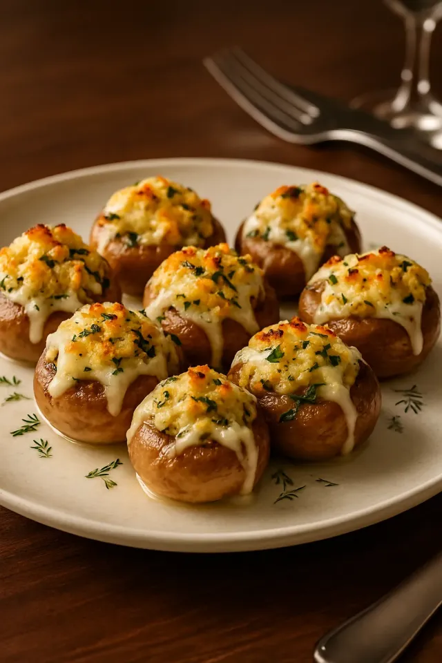 Champignons parfaits farcis au crabe
