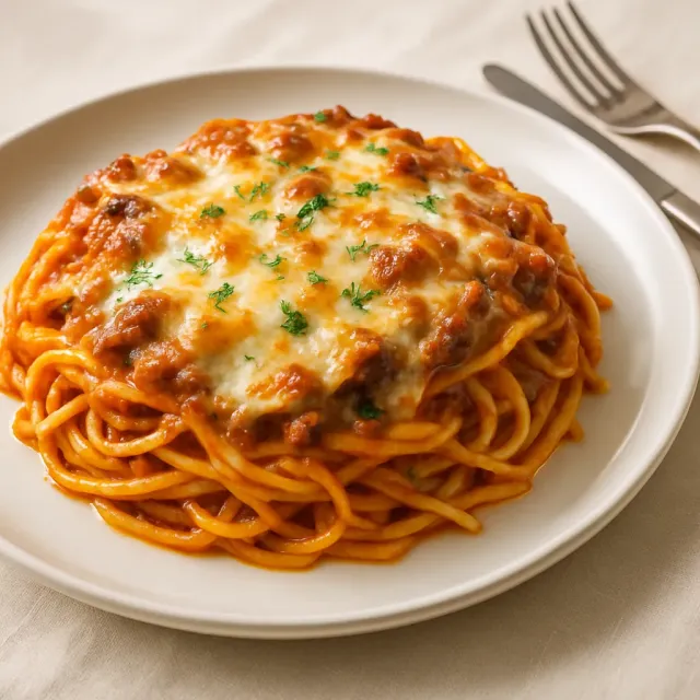 Baked Cream Cheese Spaghetti Casserole