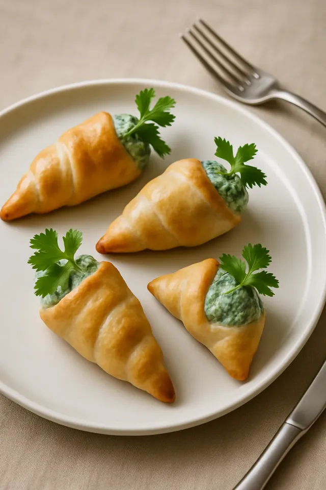 Cenouras Recheadas de Rolo de Croissant