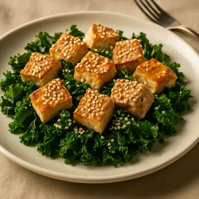 Tofu con hojas
