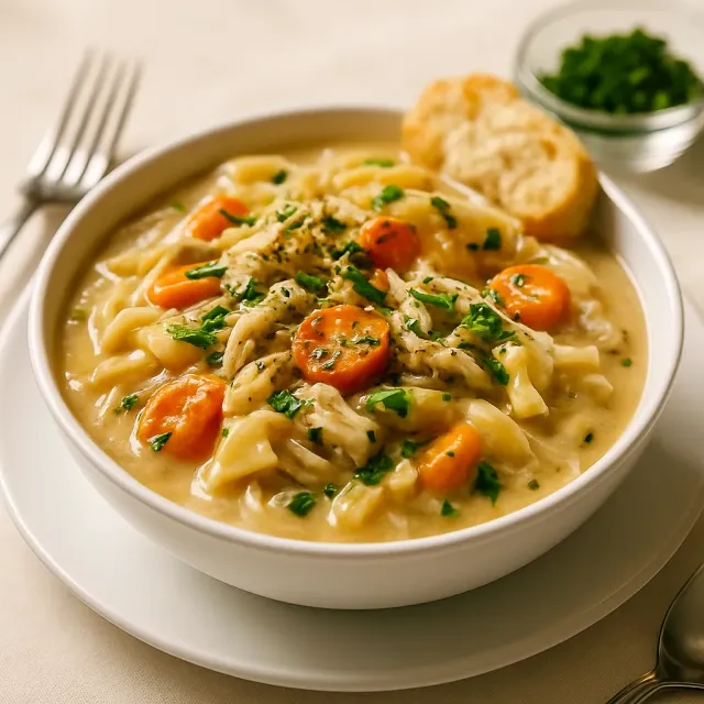 Крем-суп с курицей и лапшой в Instant Pot