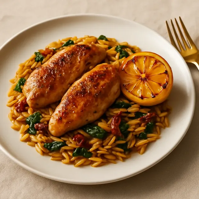 Bánh nướng gà và Orzo