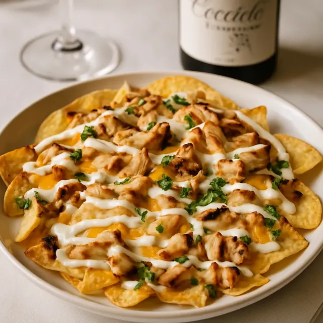 Grilled Chicken Nachos with Lime Crema