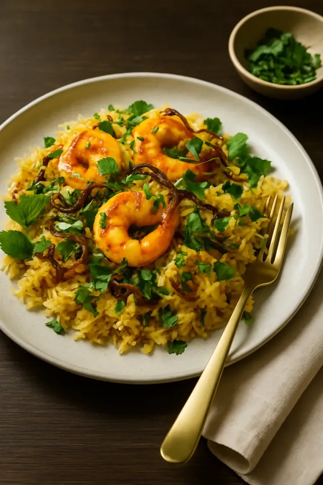 Biryani de camarones