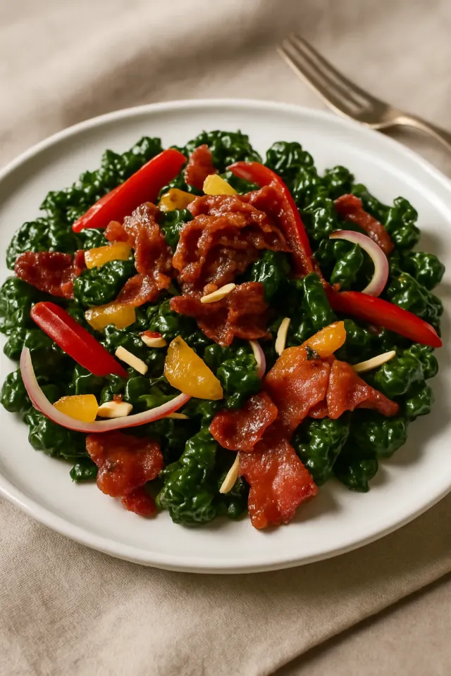 Ensalada de Kale Lacinato con Vinagreta Tibia de Tocino