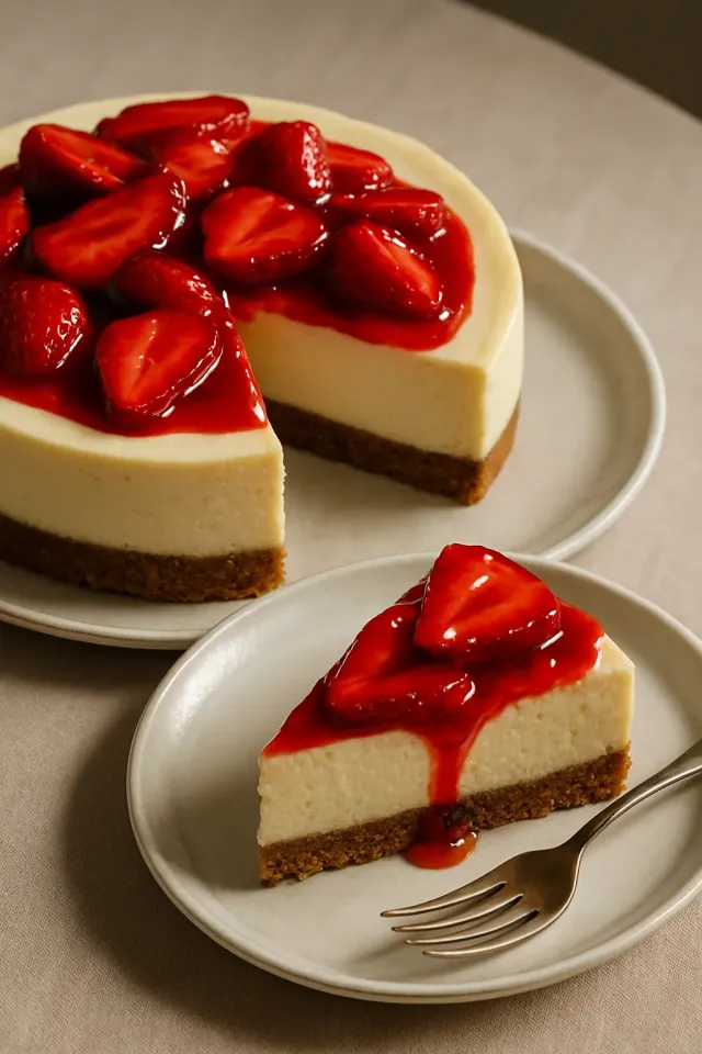 Cheesecake Perfeito com Cobertura de Morango